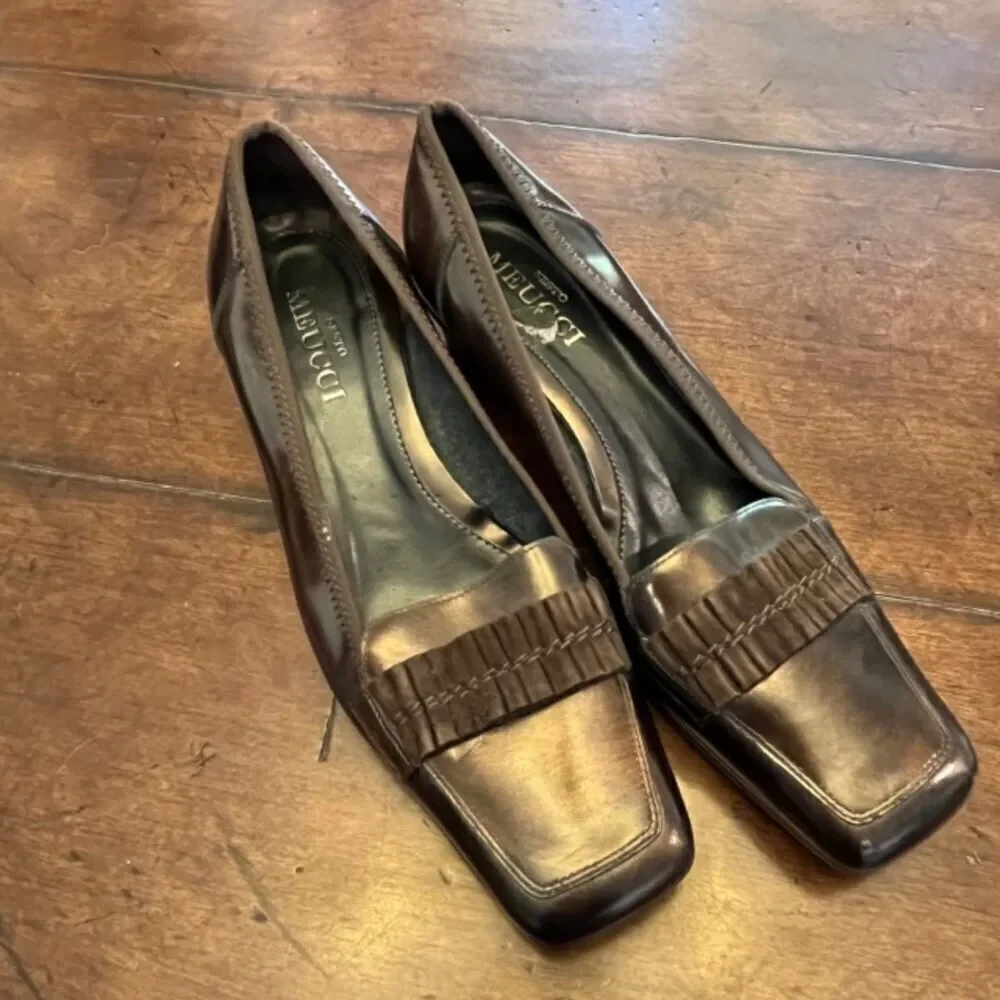 Sesto Meucci Women's Brown Metallic Wedge Heels Slip On Size 7.5‎